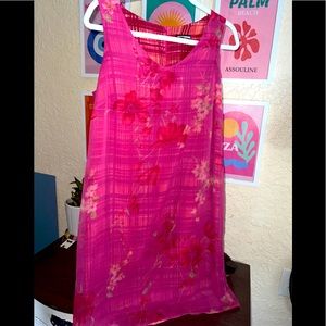 Macys Sleeveless floral lined lightweight pink dress size 10 rose flower casual